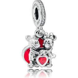 Pandora Disney Mickey and Minnie with Love Pendant Charm - Silver/Red