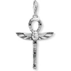 Thomas Sabo Charm Club Cross of Life Ankh with Scarab Charm Pendant - Silver/Black