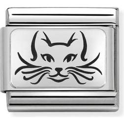 Nomination Composable Classic Cat Link Charm - Silver/Black