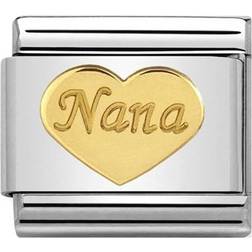 Nomination Composable Classic Heart Nana Link Stainless Steel/Gold Charm (030162 43)