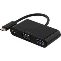 Deltaco USB C-VGA/USB A/USB C M-F 0.1m