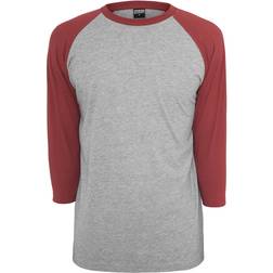 Urban Classics Contrast 3/4 Sleeve Raglan T-shirt - Grey/Ruby