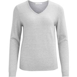 Vila V-Neck Knitted Pullover Top - Grey/Light Grey Melange