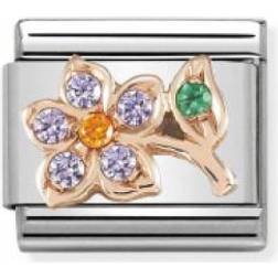 Nomination Composable Classic Link Lilac Flower Charm - Silver/Rose Gold/Purple