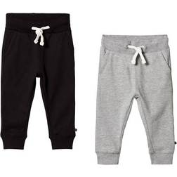 Minymo Basic Sweatpants 2-pack - Sort/Gråmeleret (3936-193)