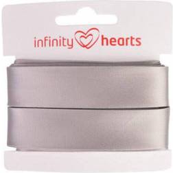 Infinity Hearts Satinband Double Sided 15mm 017 Grå - 5m