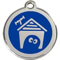 Red Dingo Placa Identificativa Acero Inoxidable Esmalte Perro Casa Azul Para Perros