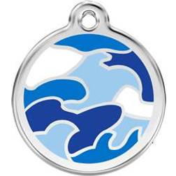 Red Dingo Placa Identificativa Acero Inoxidable Esmalte Camuflaje Azul Para Perros