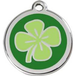 Red Dingo Placa Identificativa Acero Inoxidable Esmalte Trébol Verde Para Perros