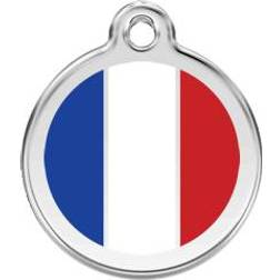Red Dingo Placa Identificativa Acero Inoxidable Esmalte Bandera Francesa Para Perros