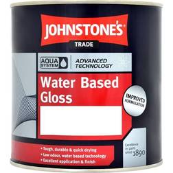 Johnstone's Trade Aqua Water Based Gloss Wood Paint, Metal Paint Black 1L