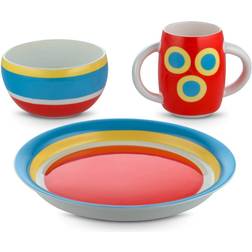 Alessi ni Kindergeschirr 3er Set bunt gepunktet/1x Teller, 1x Schüssel, 1x Becher