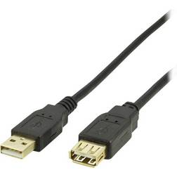 Deltaco USB A - USB A M-F 2.0 5m