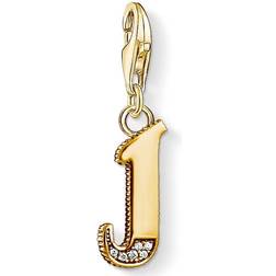 Thomas Sabo Charm Club Letter J Gold Plated Charm Pendant - Gold/White