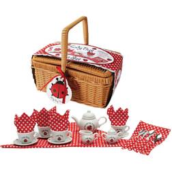 Magni Tea Set Ladybug Porcelain in Picnic Basket 2498