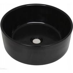 vidaXL Lavabo Rond Céramique Noir 40 x 15 cm