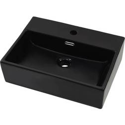 vidaXL Lavandino Con Foro Rubinetto In Ceramica Nero 51.5 x 38.5 x 15 cm