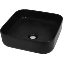 vidaXL Lavabo Cuadrado De Cerámica Negro 38x38x13.5 cm