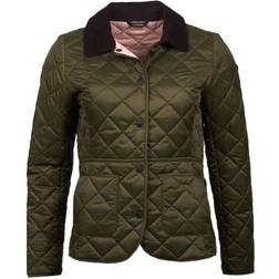 Barbour Deveron Quilted Jacket - Olive/Pale Pink