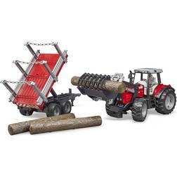 Bruder Massey Ferguson 7480 with Frontloader & Timber Trailer 02046