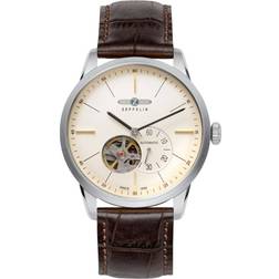 Zeppelin Flatline Open Heart Cream Leather Automatic 7364-5 73645 Watch