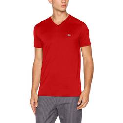 Lacoste T-shirt coton Pima léger V Taille Rouge