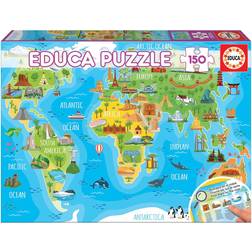 Educa Monuments World Map 150 Brikker