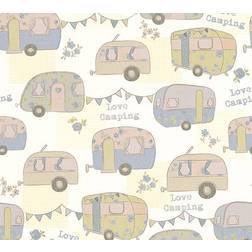 Intrade Papel Pintado A.s. Création Casas Móviles Azul Agrisado, Y Beige As-343453 53 Cm