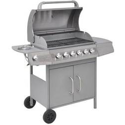 vidaXL Gasbarbecue 6+1 Kookzone Zilver