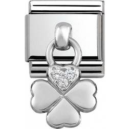 Nomination Composable Classic Link Clover Pendant Charm - Silver/Transparent