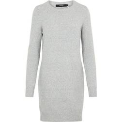 Vero Moda O-Neck Strikkjole - Grå/Lysegrå Melange