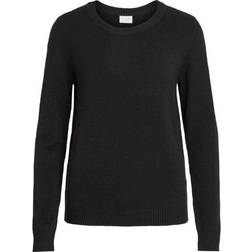 Vila Ril Round Neck Knitted Pullover - Black