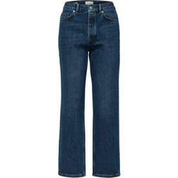 Selected High Straight Fit Jeans - Blue/Medium Blue Denim