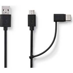 Nedis USB A-USB Micro-B/USB C 2.0