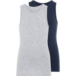 Name It Mini 2-pack Tank Top - Grey/Grey Melange (13163572)