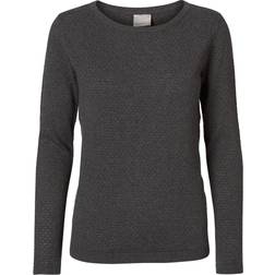 Vero Moda Pull en Maille Col Rond Manches Gris