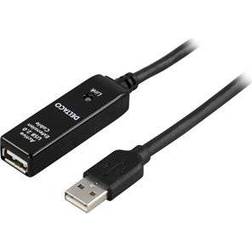 Deltaco Prime Active USB A - USB A M-F 2.0 5m