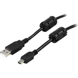 Deltaco Ferrit USB A - USB Mini-B 2.0 2m