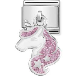 Nomination Composable Classic Link Glitter Unicorn Charm - Silver/Pink/White