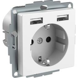 Schneider Electric Pistorasia Exxact 1-osainen 2xUSB-liitin 2.4A IP20
