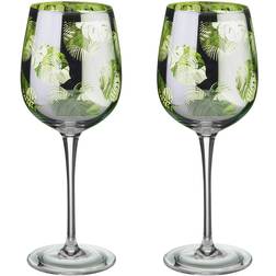 Tropical Leaves Red Wine Glass, White Wine Glass 45cl 2pcs