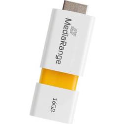MediaRange USB flash drive, color edition, yellow, 16GB
