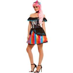 Smiffys Day of the Dead Senorita Ombre Costume Black
