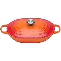 Le Creuset Volcanic Signature Cast Iron Oblong med lock 3.4 L