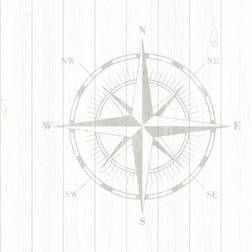 Midbec Carta da parati Rosa Dei Venti argento e bianco, 53 cm x 10 m