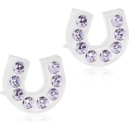 Blomdahl Brilliance Horseshoe Earrings - White/Violet