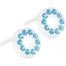Blomdahl Brilliance Puck Hollow Earrings - White/Blue
