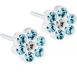 Blomdahl Skin-Friendly Earrings - White/Aquamarine