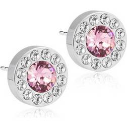 Blomdahl Brilliance Halo Earrings - Silver/Light Rose