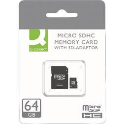 Qconnect Memoria sd micro flash 64 gb clase 10 con adaptador